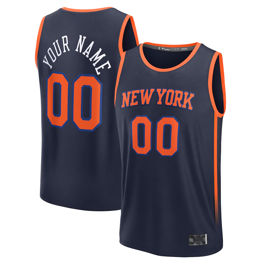 tocy Custom NY.Knicks  Navy Fast Break Jerseys - Statement Edition