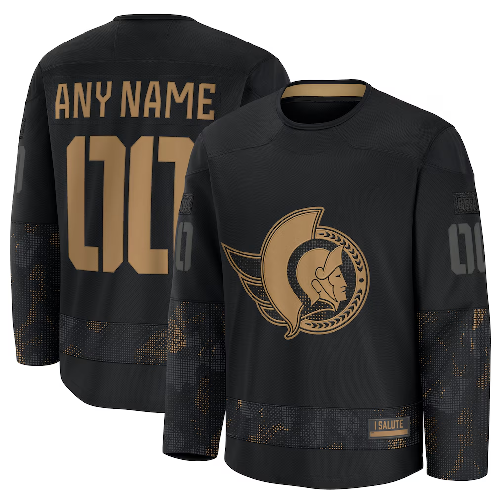 Tocy Custom O.Senators Black 2024 Military Appreciation Practice Jerseys