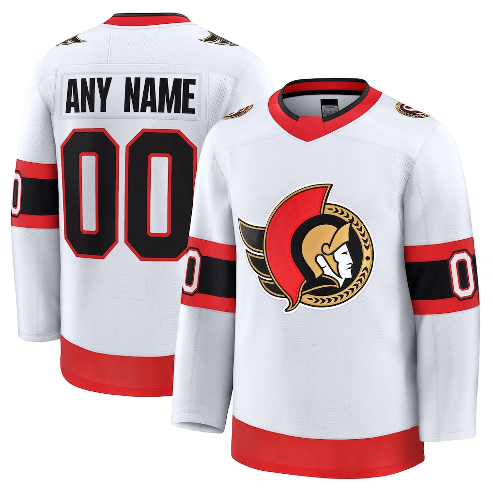 Tocy Custom O.Senators White Away Premium Jerseys