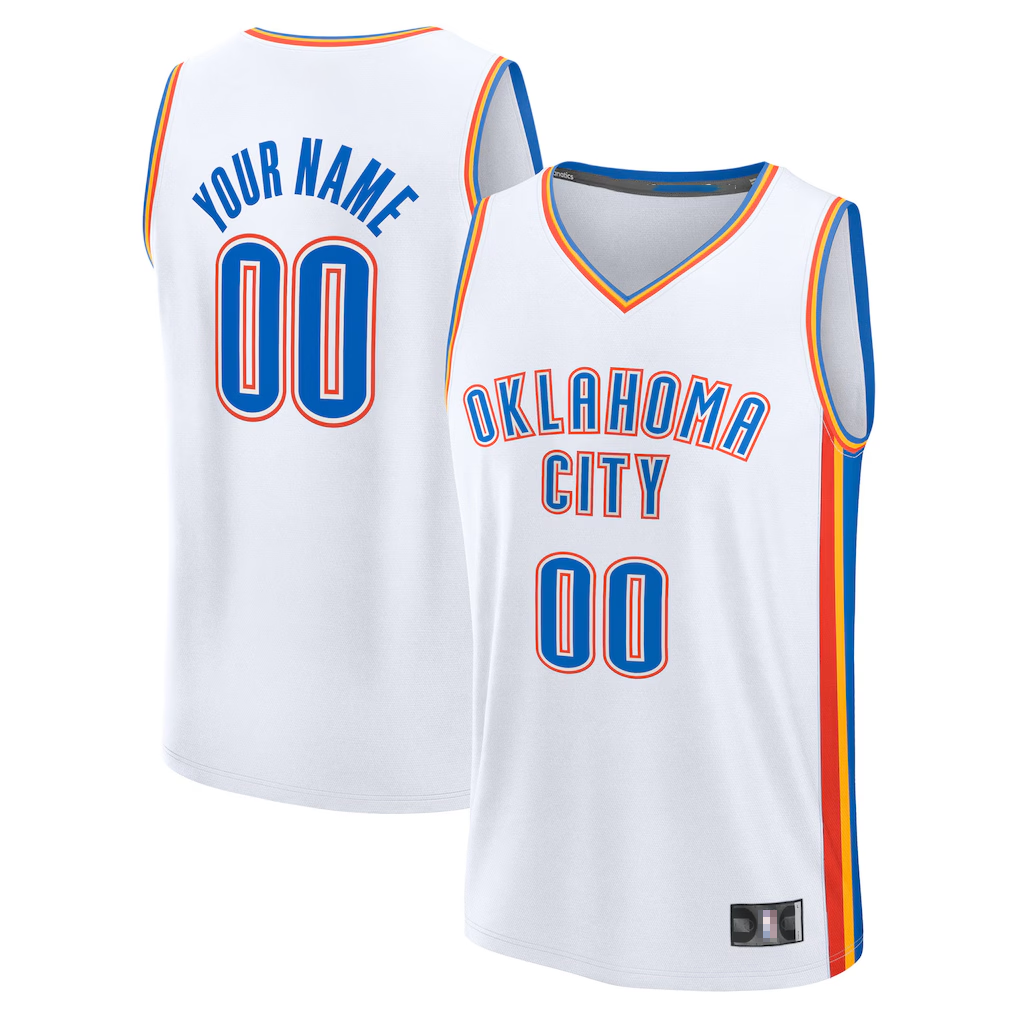 tocy Custom OC.Thunder White Fast Break Stitched Jerseys- Association Edition
