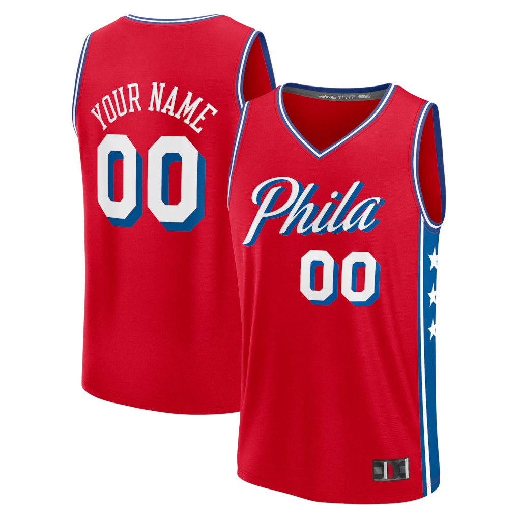 tocy Custom P.76ers Red Fast Break Jerseys - Icon Edition