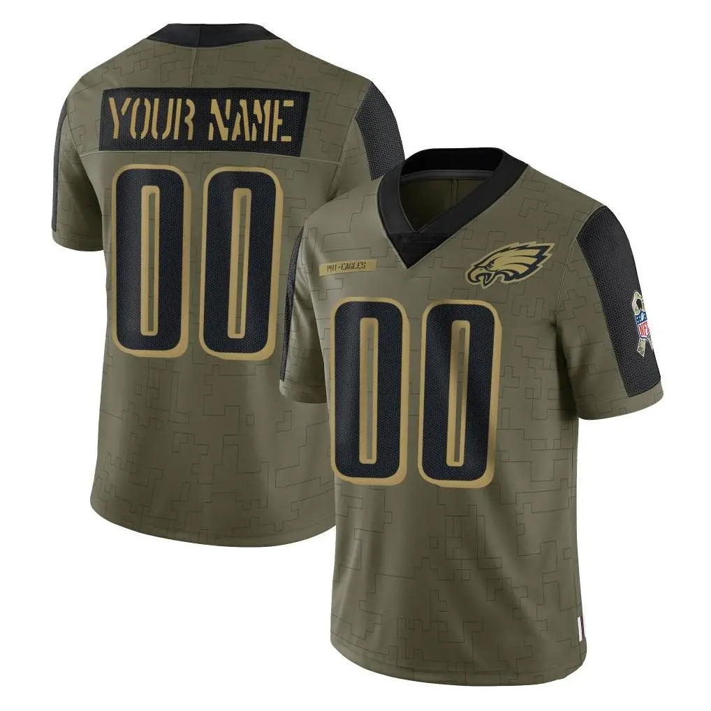 Tocy Custom P.Eagles Olive Salute To Service Limited Game Any Name & Numbers Stitched Jerseys