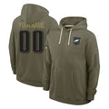 Tocy Custom P.Eagles Olive Salute to Service Pullover Hoodies Limited Any Name & Numbers Stitched Jerseys