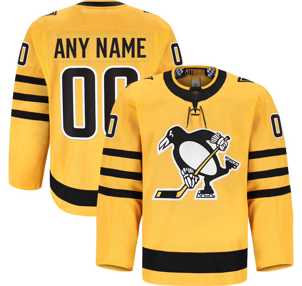 Tocy Custom P.Penguins Gold Alternate Authentic Pro Jerseys