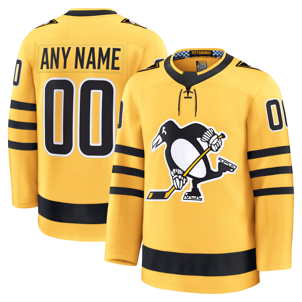 Tocy Custom P.Penguins Gold Alternate Premium Jerseys