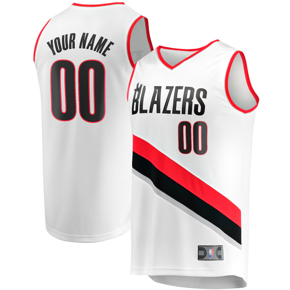 tocy Custom PT.Blazers Fanatics White Fast Break Replica Jerseys - Association Edition