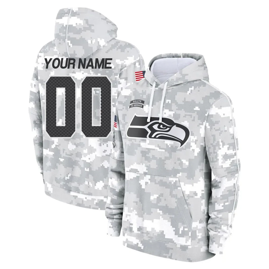 Tocy Custom S.Seahawks Arctic Camo Limited Salute to Service Pullover Hoodies Game Any Name & Numbers Stitched Jerseys