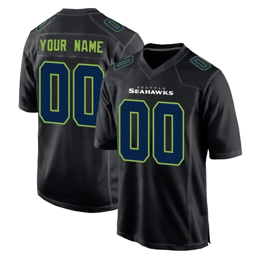 Tocy Custom S.Seahawks Black Limited Fashion Home Game Any Name & Numbers Stitched Jerseys