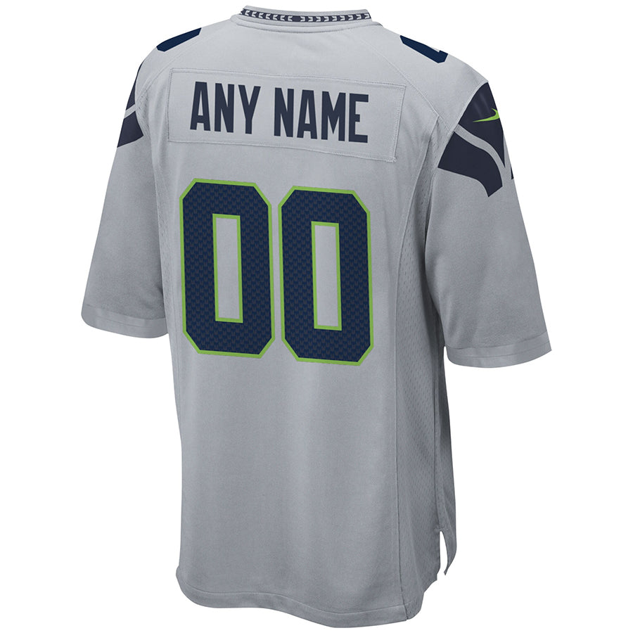 tocy Custom S.Seahawks Gray Alternate Game Stitched Jerseys