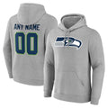 Tocy Custom S.Seahawks Gray LOGO Pullover Hoodies Game Any Name & Numbers Stitched Jerseys