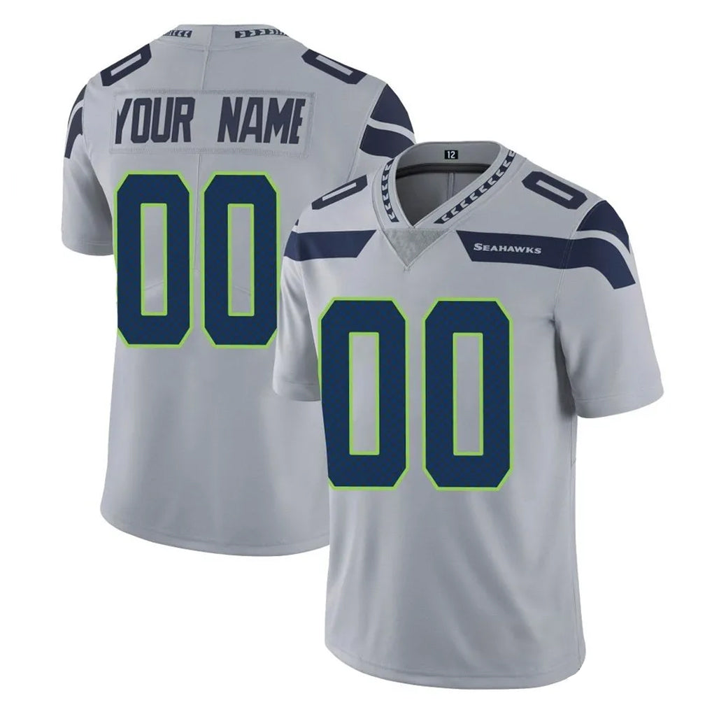 Tocy Custom S.Seahawks Gray Limited Vapor Untouchable Home Game Any Name & Numbers Stitched Jerseys