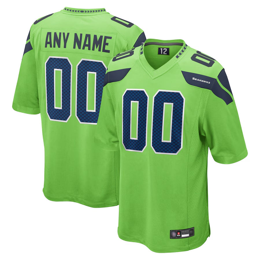 tocy Custom S.Seahawks Neon Green Alternate Game Stitched Jerseys
