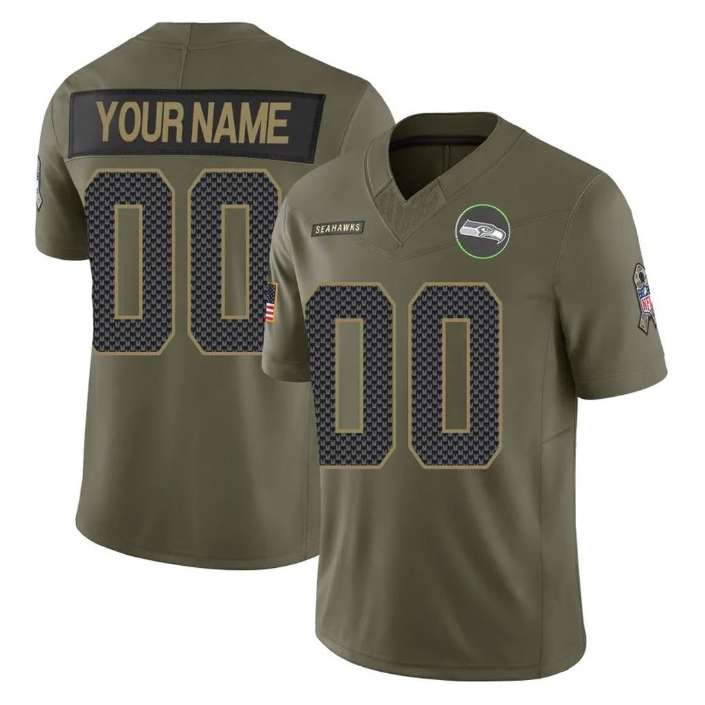 Tocy Custom S.Seahawks Olive 2025 Salute To Service Limited Home Game Any Name & Numbers Stitched Jerseys
