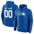 Tocy Custom S.Seahawks Royal LOGO Pullover Hoodies Game Any Name & Numbers Stitched Jerseys