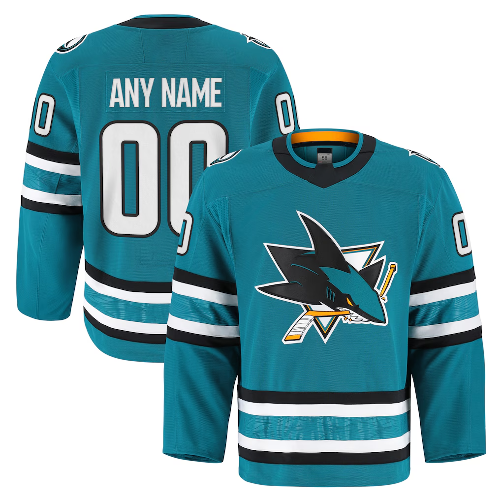 Tocy Custom S.Jose Sharks Teal Home Authentic Pro Jerseys