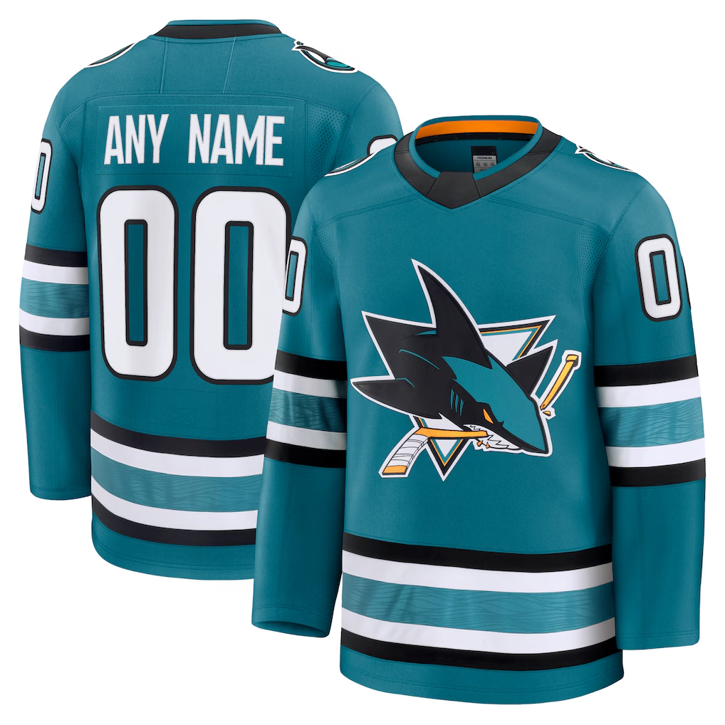 Tocy Custom S.Jose Sharks Teal Home Premium Jerseys