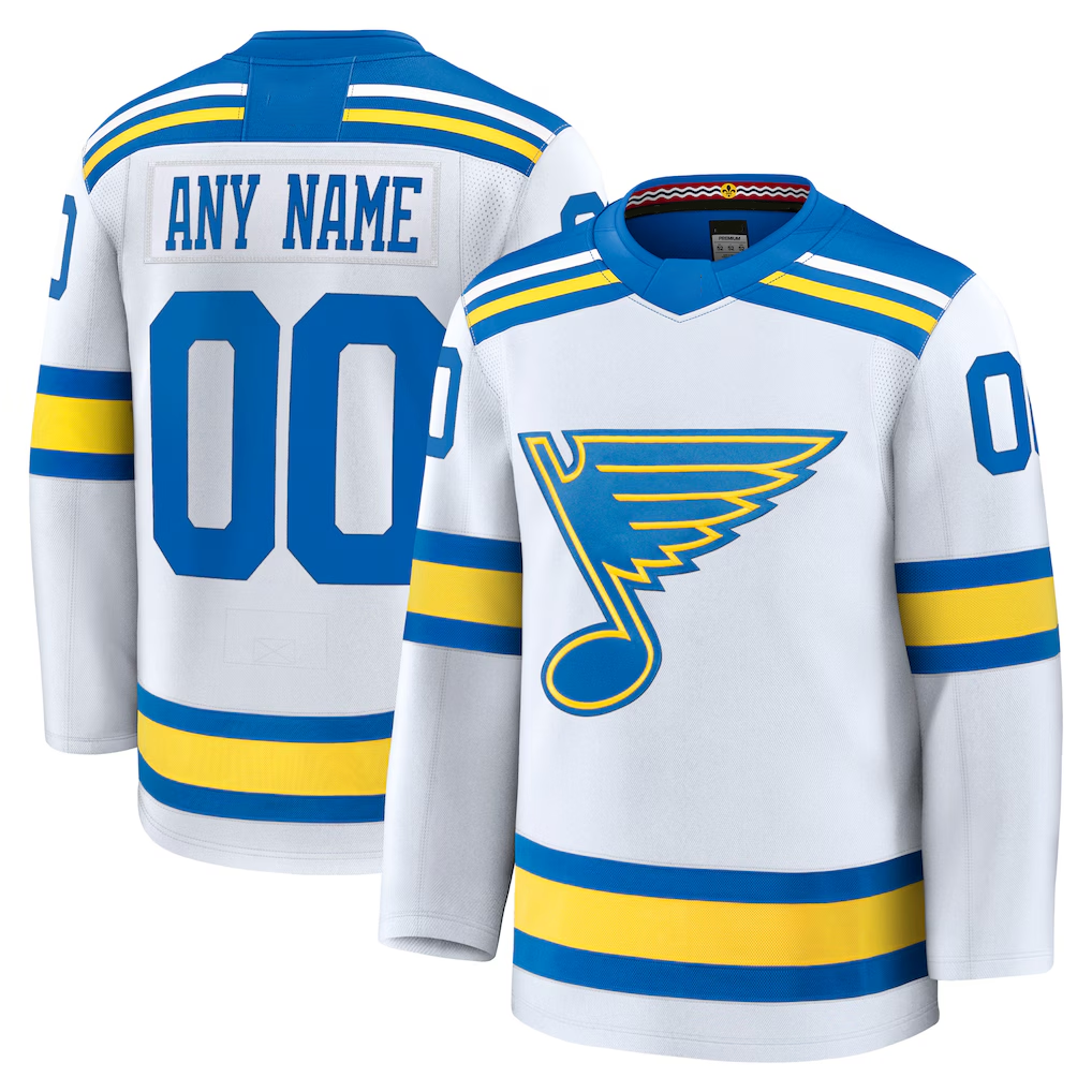 Tocy Custom St.L.Blues White Away Premium Jerseys