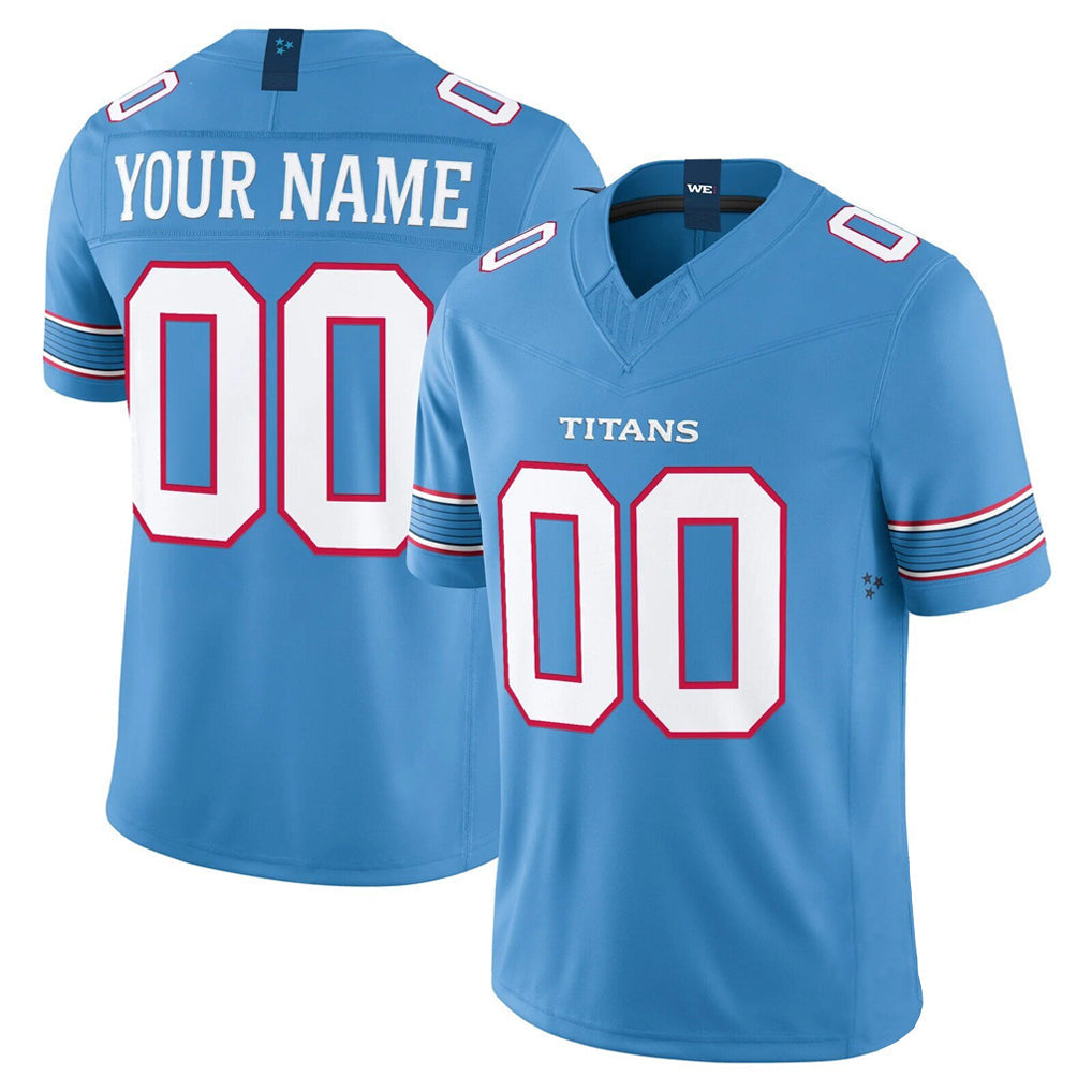 Tocy Custom T.Titans Light Blue Team Vapor F.U.S.E. Limited Home Game Any Name & Numbers Stitched Jerseys