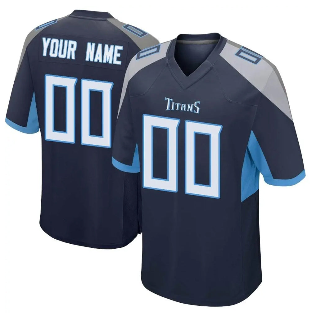 Tocy Custom T.Titans Navy Home Game Any Name & Numbers Stitched Jerseys