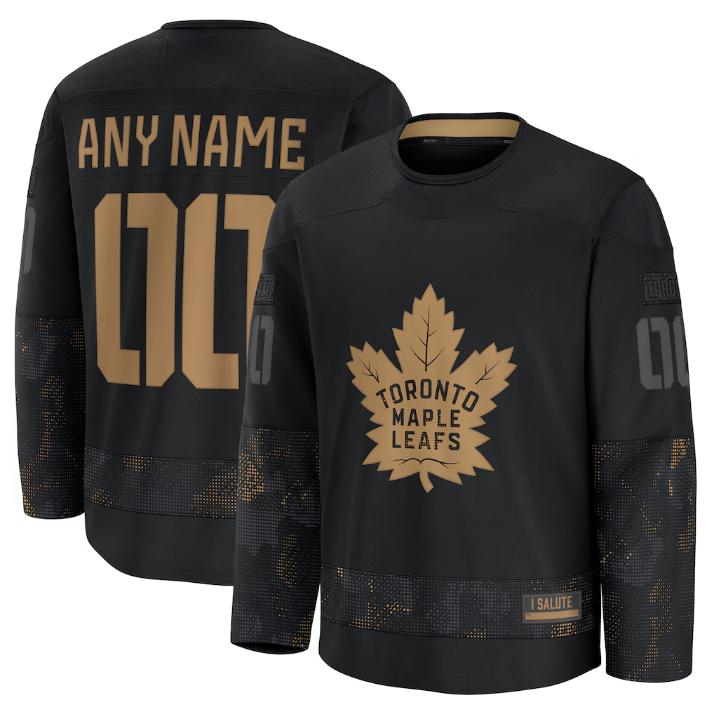 Tocy Custom T.Maple Leafs Black 2024 Military Appreciation Practice Jerseys