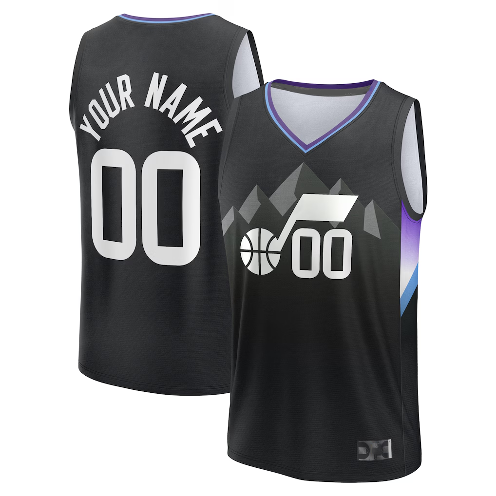 tocy Custom U.Jazz Fanatics Black Fast Break Jerseys - Statement Editio