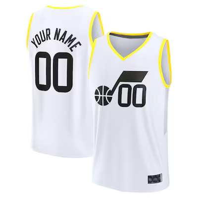 tocy Custom U.Jazz Fanatics White Fast Break Replica Jerseys - Association Edition -1