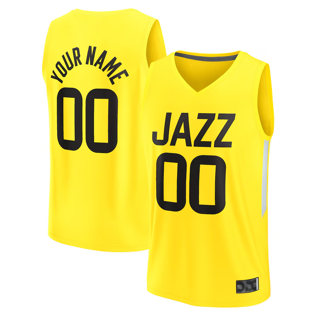 tocy Custom U.Jazz Fanatics Yellow Fast Break Replica Jerseys - Icon Edition