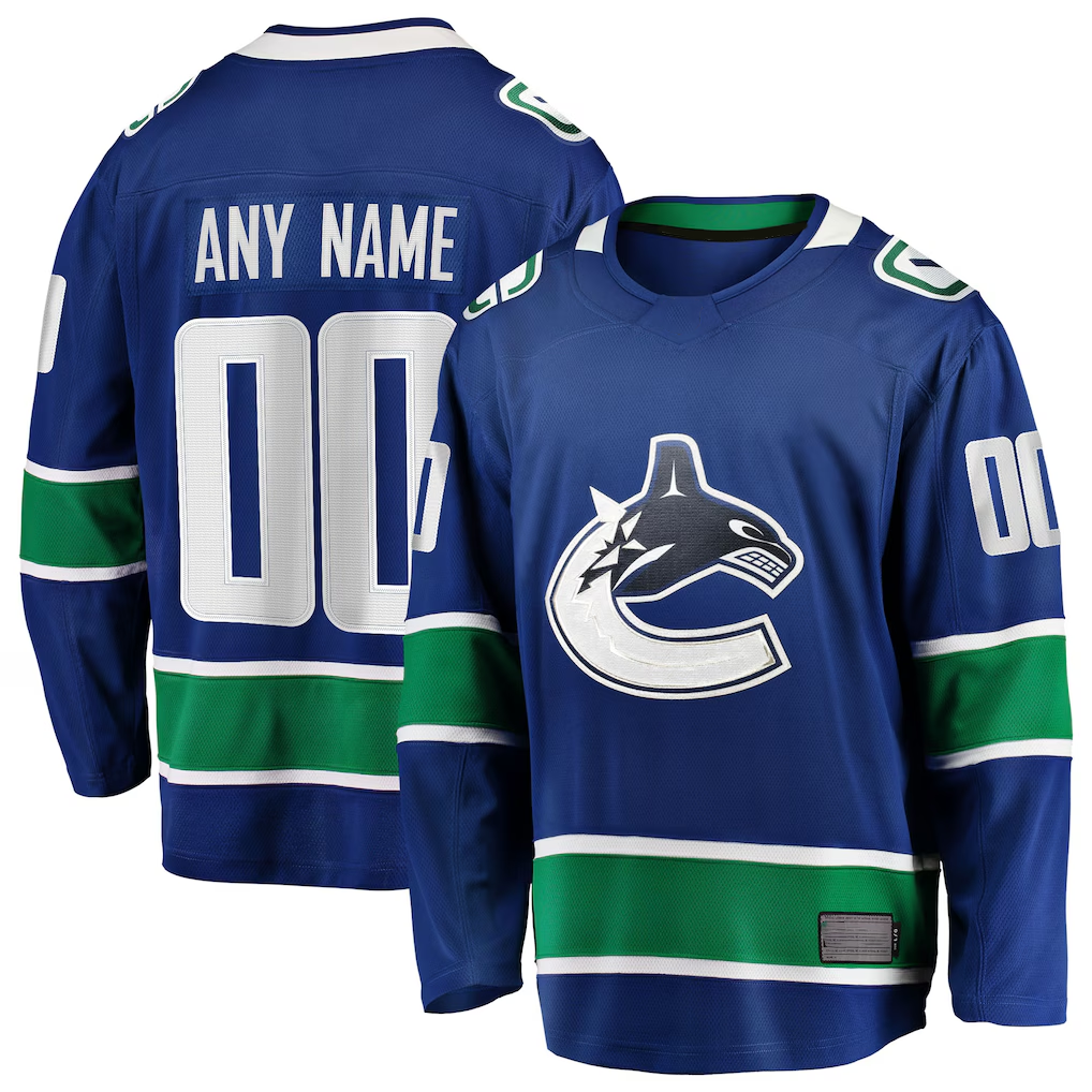 Tocy Custom V.Canucks Blue Home Team Breakaway Jerseys