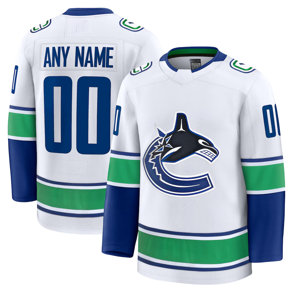 Tocy Custom V.Canucks White Away Premium Jerseys