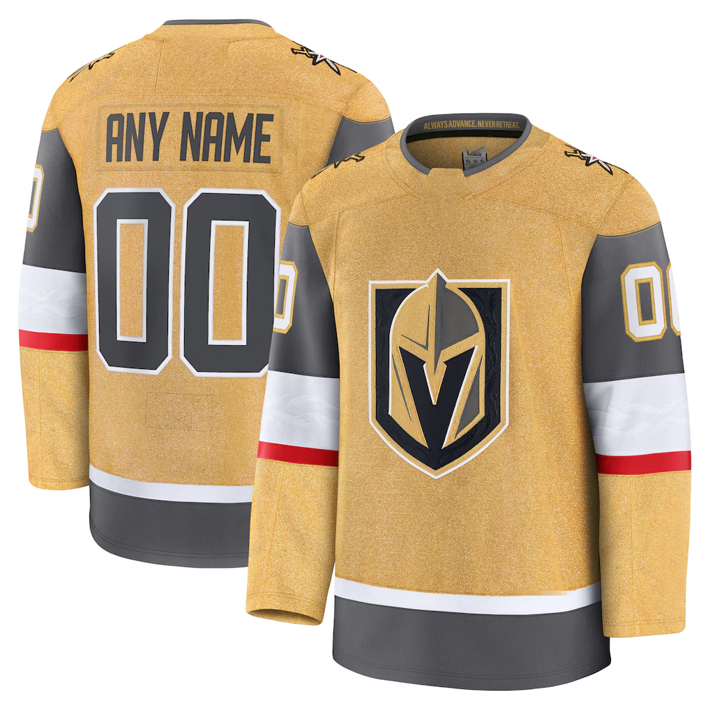 Tocy Custom V.Golden Knights Gold Home Premium Jerseys