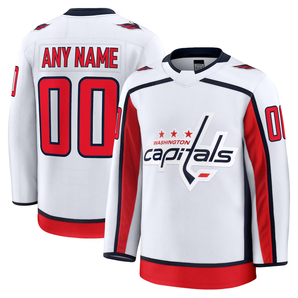 Tocy Custom W.Capitals White Away Premium Jerseys
