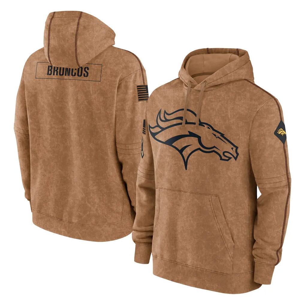 tocy D.Broncos Brown Salute to Service Hoodies Limited Game Blank Player Stitched Jerseys