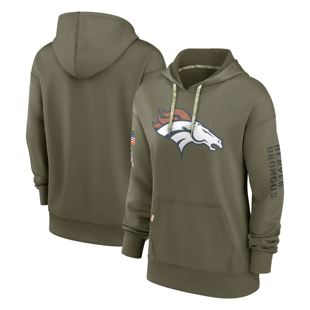 tocy D.Broncos Olive Salute to Service Pullover Hoodies Limited Blank Player Stitched Jerseys