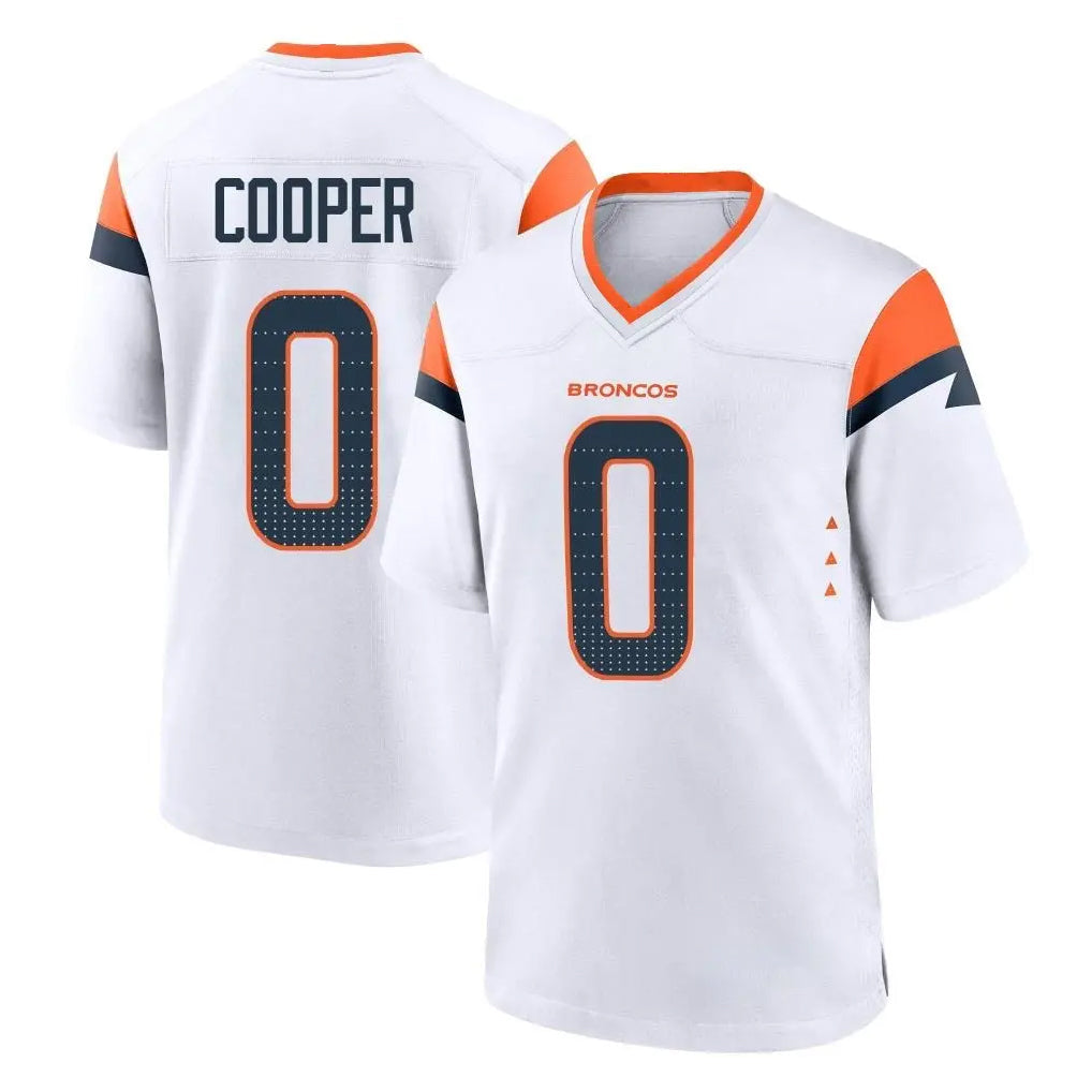 tocy D.Broncos #0 Jonathon Cooper Player White Home Game Stitched Jerseys
