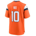 tocy D.Broncos #10 Bo Nix Orange 2024 Draft First Round Pick Player Game Jersey American Stitched Jersey