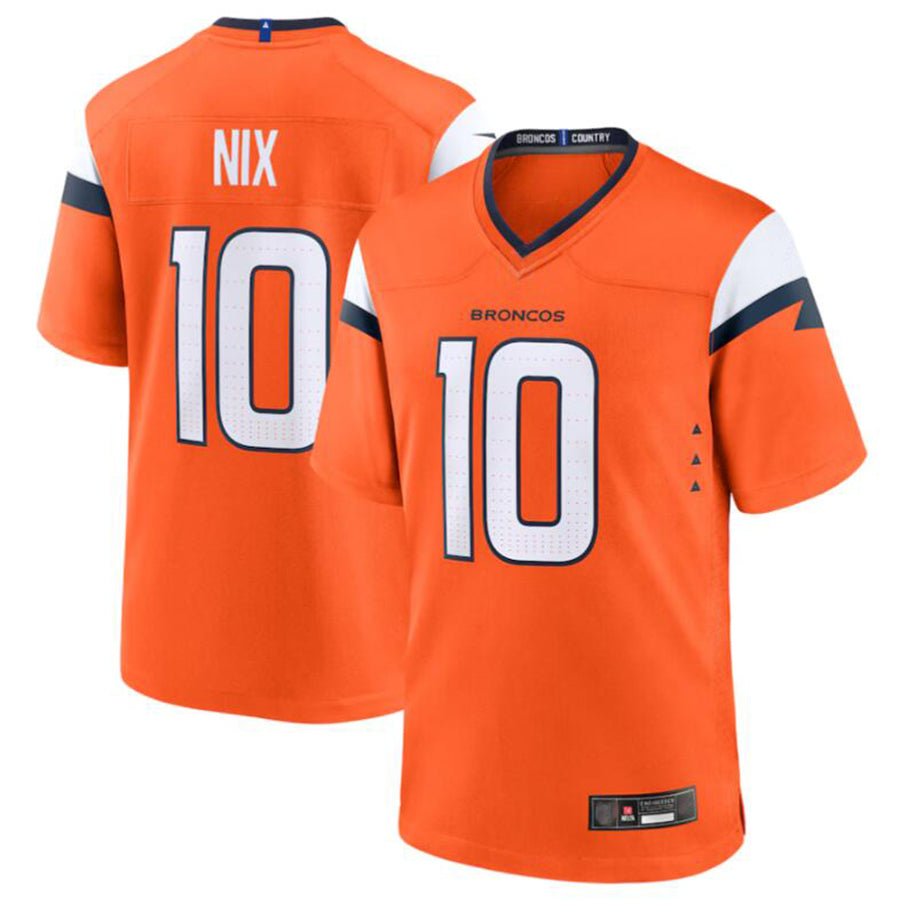 tocy D.Broncos #10 Bo Nix Orange 2024 Draft First Round Pick Player Game Jersey American Stitched Jerseys