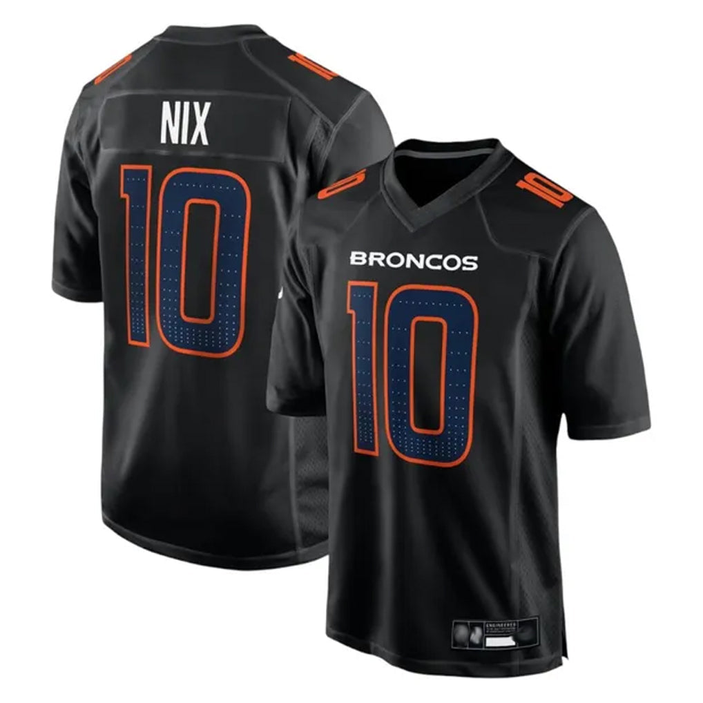 tocy D.Broncos #10 Bo Nix Player Carbon Black Fashion Limited Game Stitched Jerseys