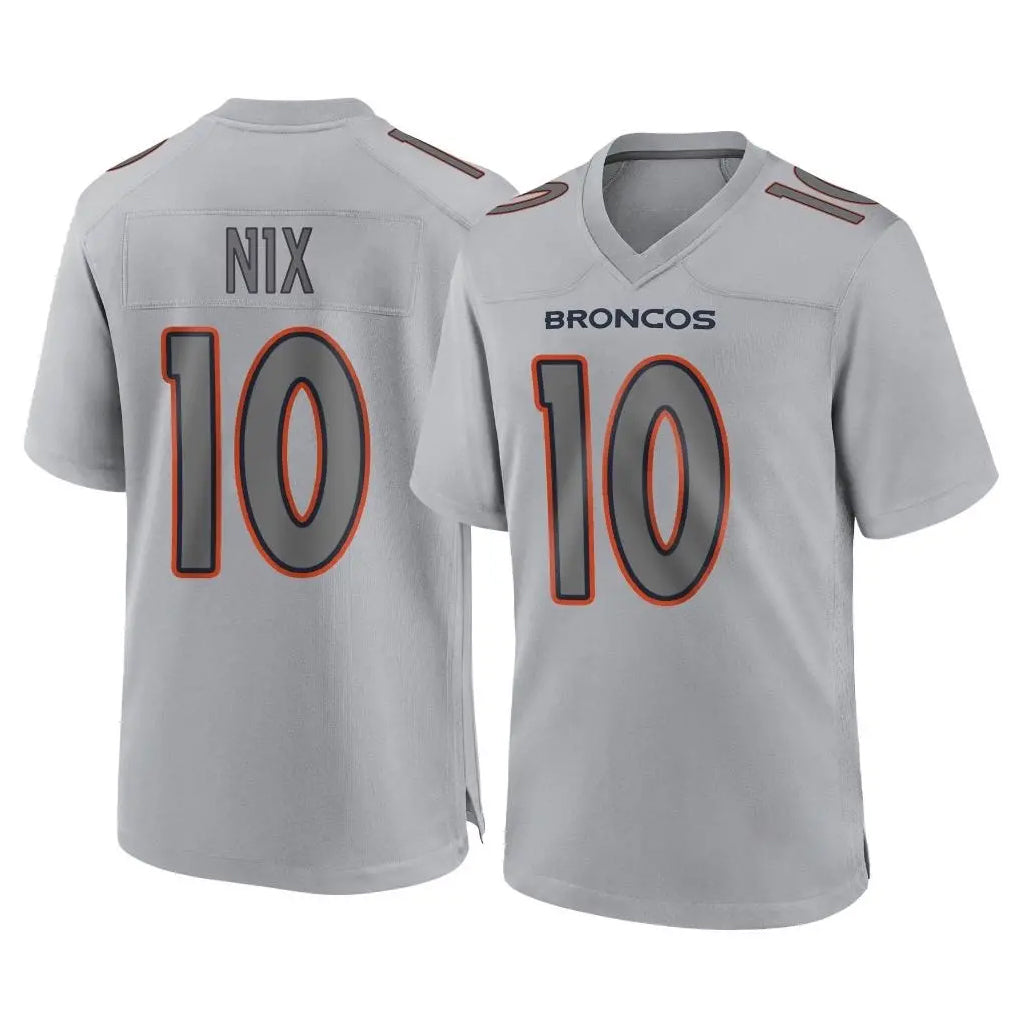 tocy D.Broncos #10 Bo Nix Player Gray Atmosphere Fashion Limited Game Stitched Jerseys