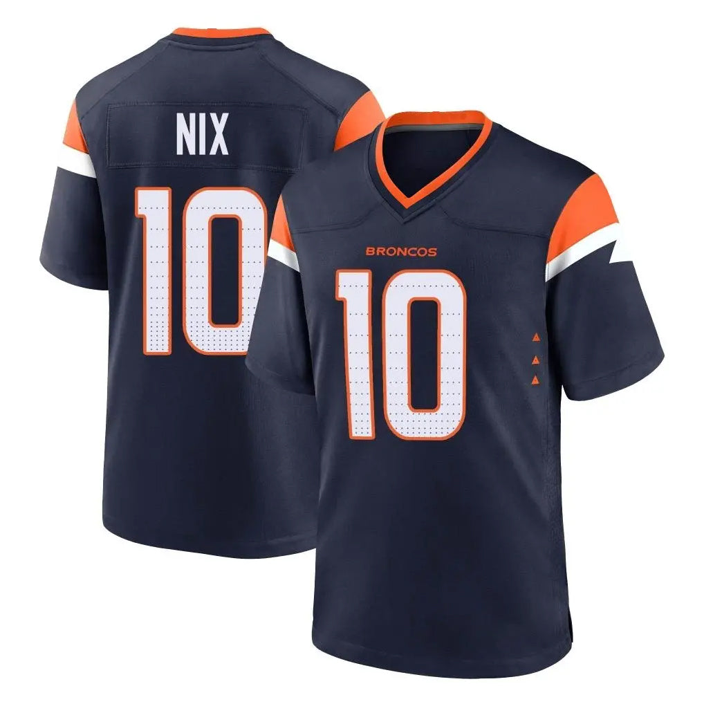 tocy D.Broncos #10 Bo Nix Player Navy Home Game Stitched Jerseys