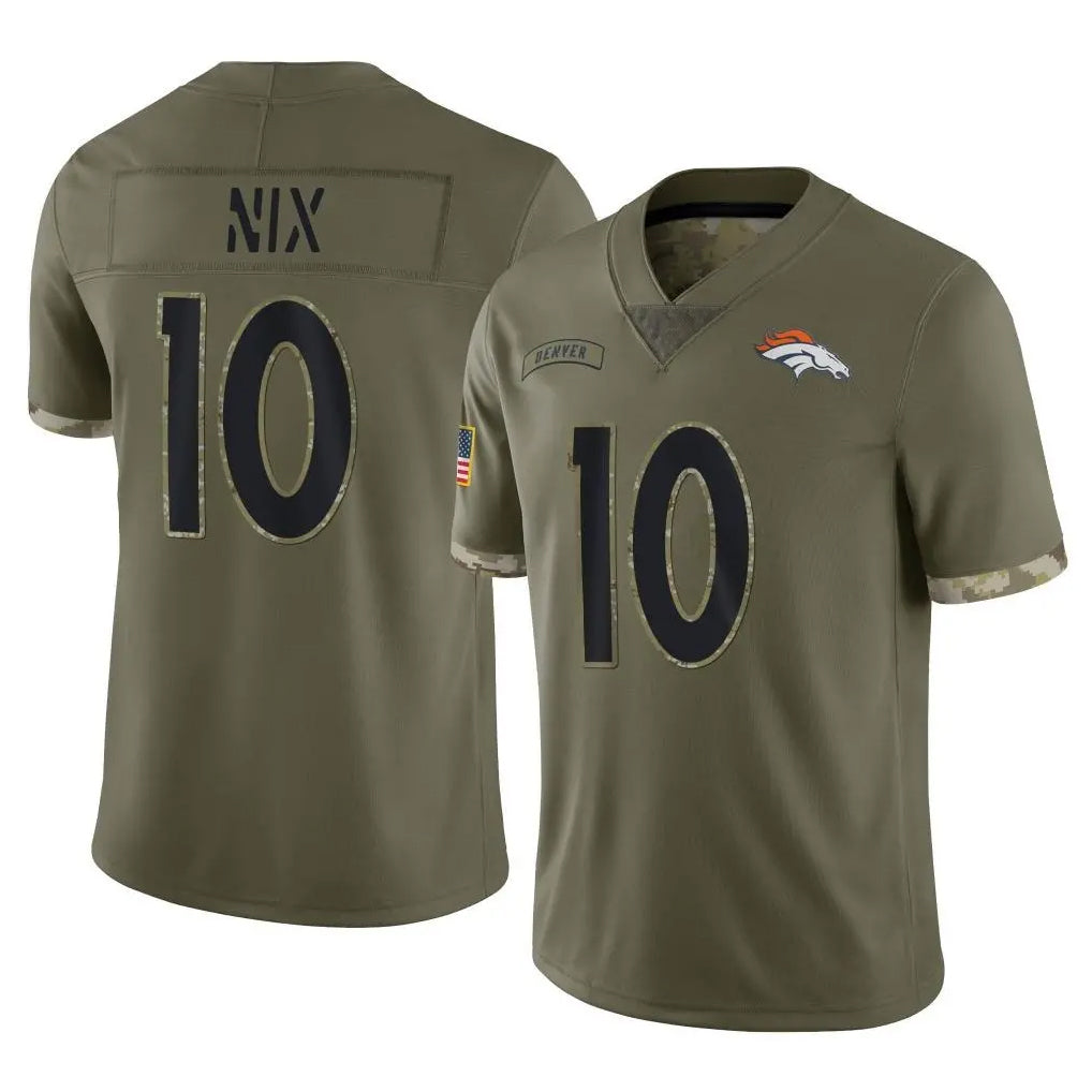 tocy D.Broncos #10 Bo Nix Player Olive Salute To Service Limited Stitched Jerseys