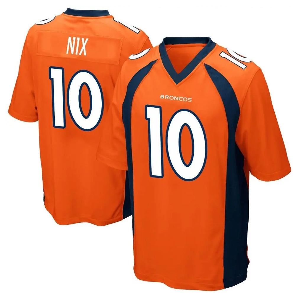 tocy D.Broncos #10 Bo Nix Player Orange Color Home Game Stitched Jerseys