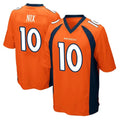tocy D.Broncos #10 Bo Nix Player Orange Color Home Game Stitched Jerseys