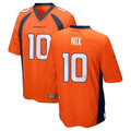 tocy D.Broncos #10 Bo Nix Player Orange Game Stitched Jerseys
