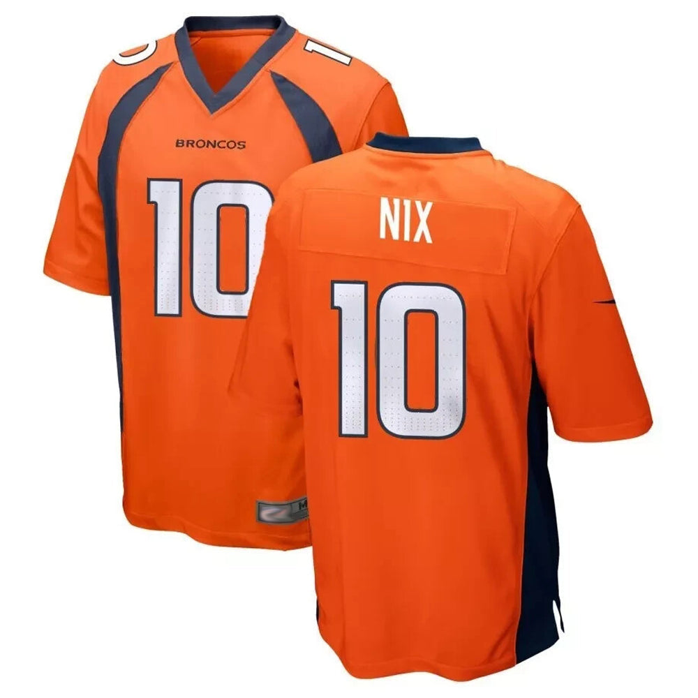 tocy D.Broncos #10 Bo Nix Player Orange Game Stitched Jerseys