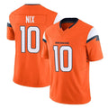 tocy D.Broncos #10 Bo Nix Player Orange Vapor F.U.S.E. Limited Home Game Stitched Jerseys