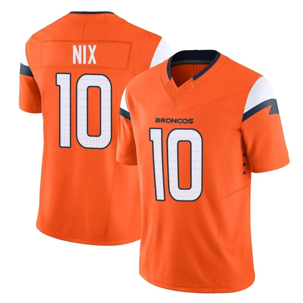 tocy D.Broncos #10 Bo Nix Player Orange Vapor F.U.S.E. Limited Home Game Stitched Jerseys