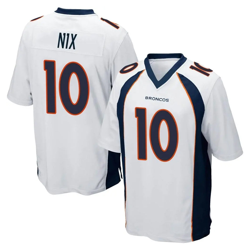 tocy D.Broncos #10 Bo Nix Player White Game Stitched Jerseys