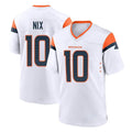 tocy D.Broncos #10 Bo Nix Player White Home Game Stitched Jerseys