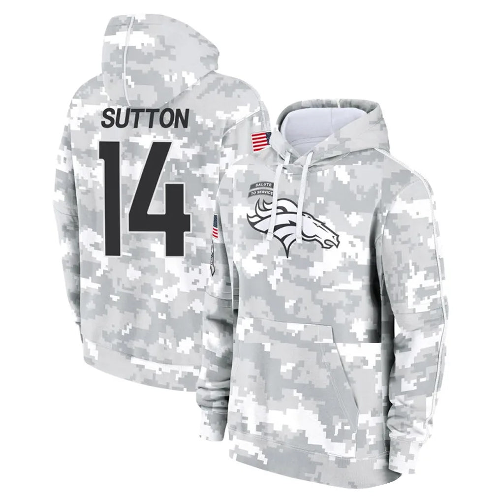 tocy D.Broncos #14 Courtland Sutton Player Arctic Camo Salute to Service Hoodies Limited Game Stitched Jerseys