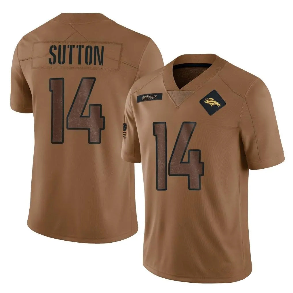tocy D.Broncos #14 Courtland Sutton Player Brown Salute To Service Limited Stitched Jerseys